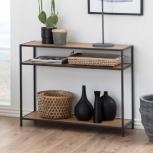 Sparks Wooden 2 Shelves Console Table In Matt Wild Oak