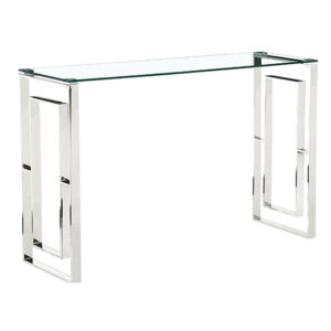 Maxon Clear Glass Console Table With Silver Stainless Steel Frame