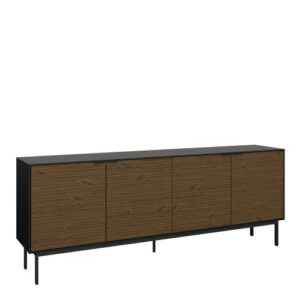 Savva Wooden Sideboard 4 Doors In In Black And Espresso