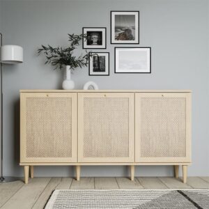 Cassis Wooden Sideboard With 3 Doors In Light Oak Effect