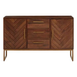 Gijon Mango Wood Sideboard With 2 Doors 3 Drawers In Brown