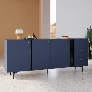 Merill Wooden Sideboard With 3 Doors 3 Drawers In Navy