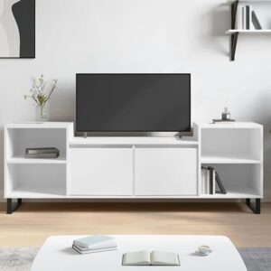 Bergen Wooden TV Stand With 2 Doors 2 Shelves In White