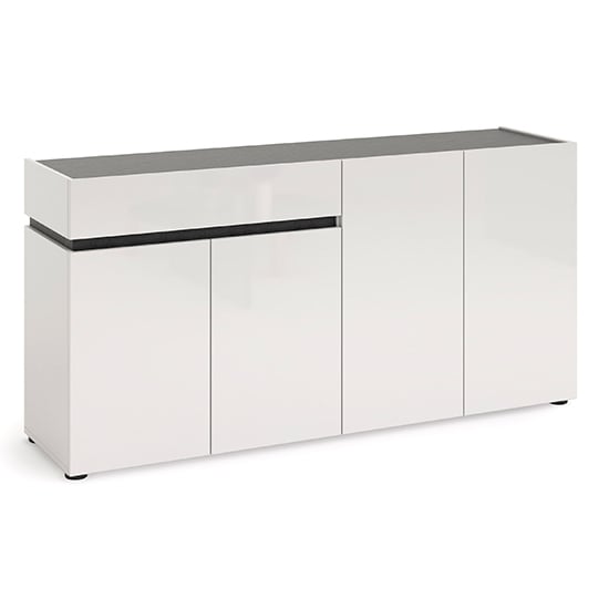 Belfort High Gloss Sideboard 4 Doors 1 Drawer In White Slate Grey