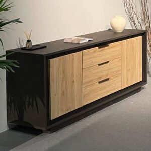 Soller Wooden Sideboard 2 Doors 3 Drawers In Black Lava Cadiz Oak