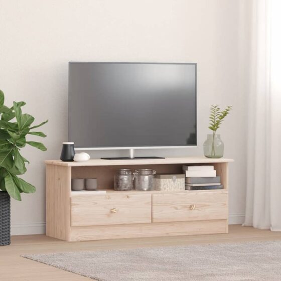 Akron Wooden TV Stand With 2 Drawers In Natural