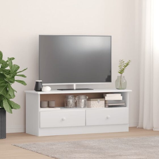 Akron Wooden TV Stand With 2 Drawers In White