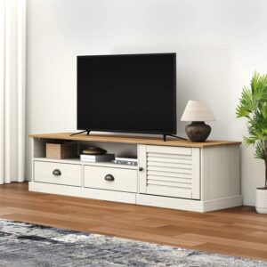 Vidor Wooden TV Stand With 1 Door 2 Drawers In White Brown