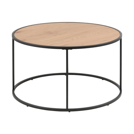 Salvo Wooden Coffee Table Round With Black Metal Frame