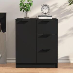 Anaheim Wooden Sideboard With 1 Door 3 Drawers In Black