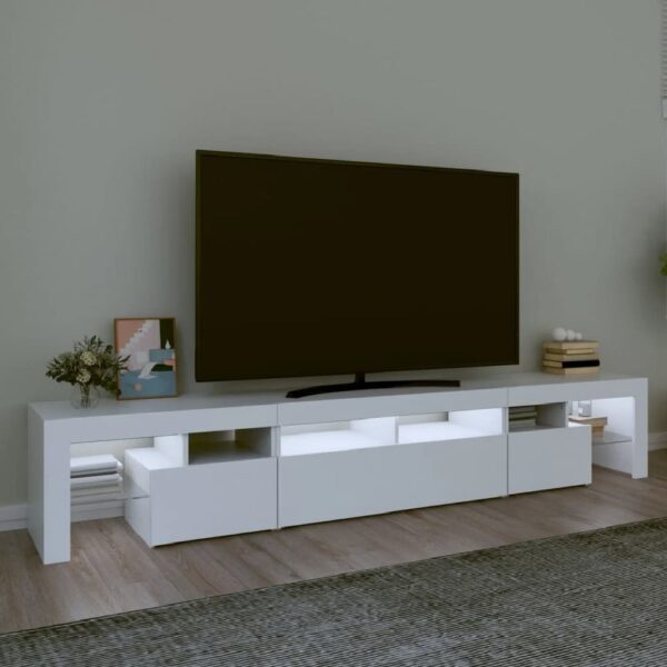 Biloxi Wooden TV Stand In White With LED Lights