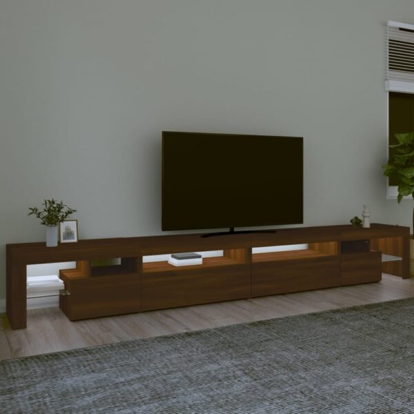 Bowie Wooden TV Stand In Brown Oak With LED Lights