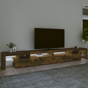 Bowie Wooden TV Stand In Smoked Oak With LED Lights