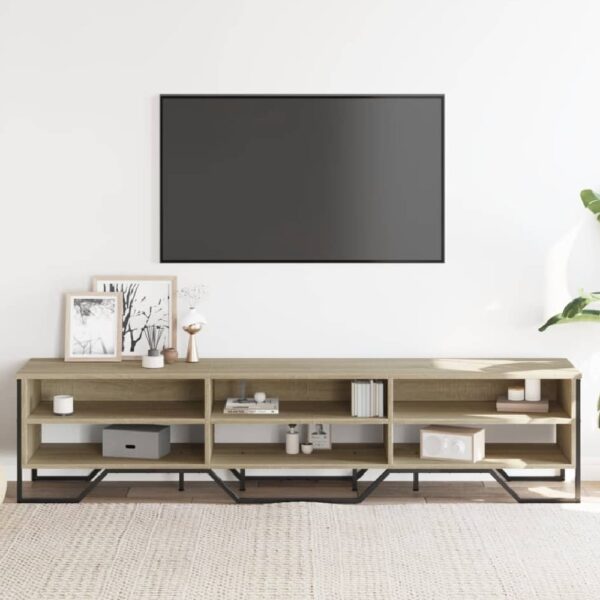 Fargo Wooden TV Stand With 6 Shelves In Sonoma Oak