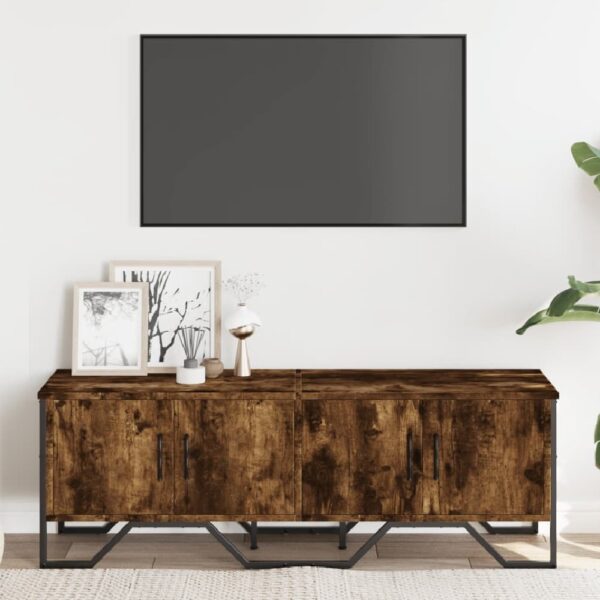 Louisa Wooden TV Stand With 4 Doors In Smoked Oak