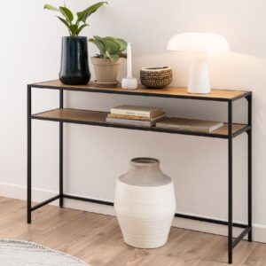 Sparks Wooden Console Table With 1 Shelf In Oak And Black