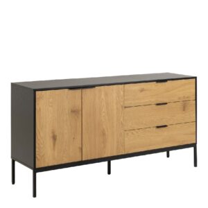 Sparks Wooden Sideboard With 2 Doors 3 Drawers In Oak And Black