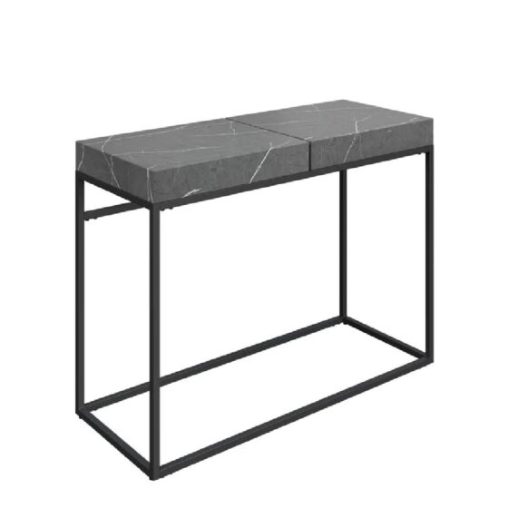 Danbury Wooden Rectangular Console Table In Grey Marble Effect