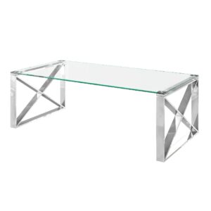 Margate Clear Glass Coffee Table With Chrome Frame