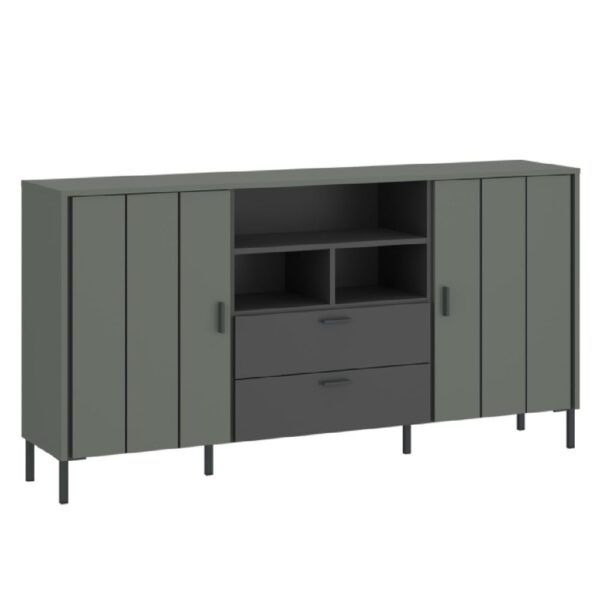 Arthur Wooden Sideboard With 2 Doors 2 Drawers In Green Grey