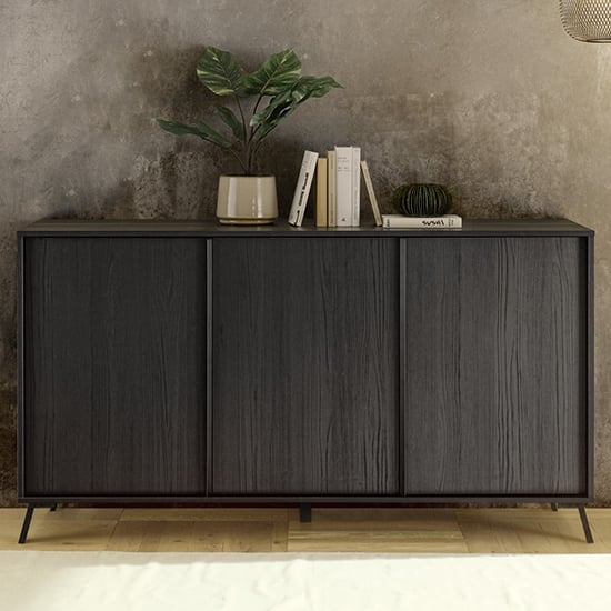 Cappy Wooden Sideboard With 3 Doors In Black Ash