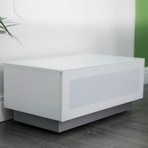 Elements Wooden TV Stand With Glass Door In White