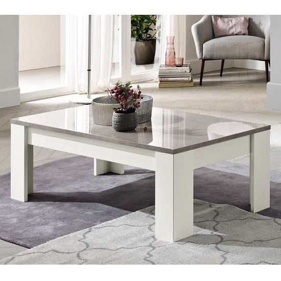 Lorenz Coffee Table Rectangular In Marble And White High Gloss