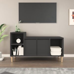 Novato Wooden TV Stand With 2 Doors In Black