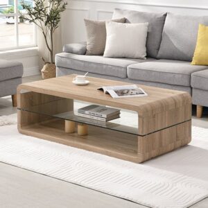 Xono Wooden Coffee Table With Shelf In Sanremo Oak