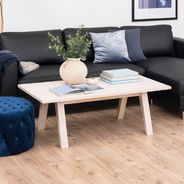 Agnano Wooden Coffee Table Rectangular In White Oak