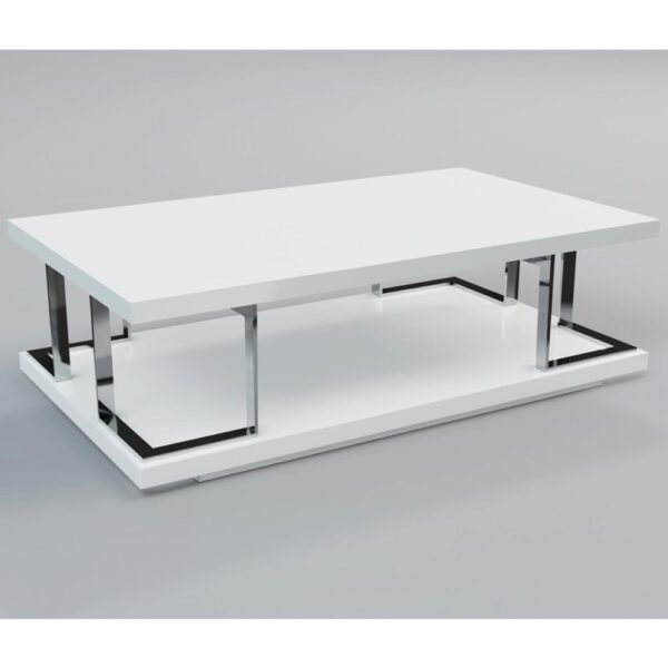 Caoimhe White High Gloss Coffee Table With Stainless Frame