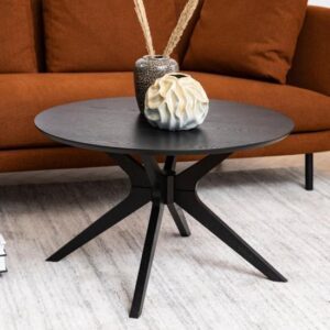 Durant Wooden Coffee Table Round In Matt Black