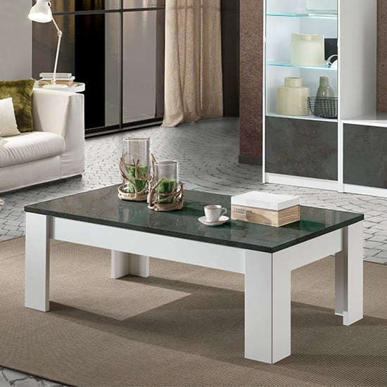 Graz Wooden Coffee Table Rectangular In Matt White And Oxide