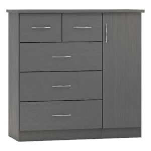 Mack Wooden Sideboard With 1 Door 5 Drawers In Grey