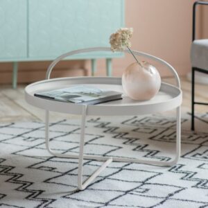 Marbury Metal Round Coffee Table In White