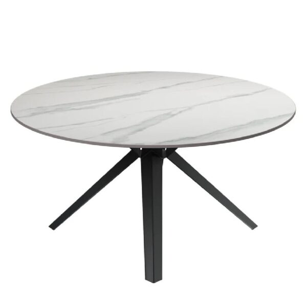 Vashon Ceramic Round Coffee Table With Black Legs In White