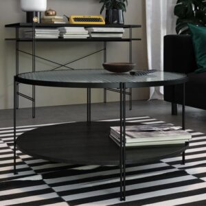 Warren Glass Round Coffee Table In Black