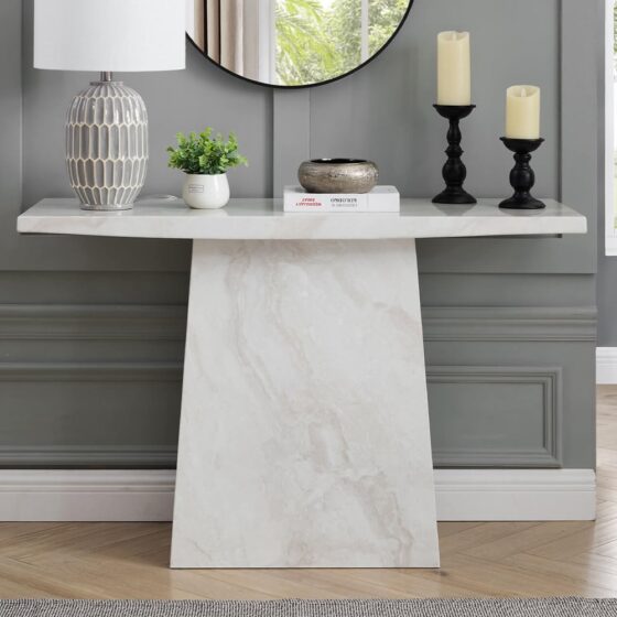 Airway Marble Console Table In Taupe