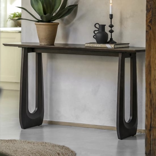 Alofi Wooden Rectangular Console Table In Walnut