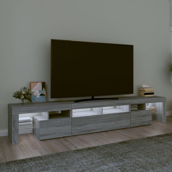 Biloxi Wooden TV Stand In Grey Sonoma With LED Lights