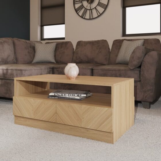 Cianna Wooden Coffee Table In Euro Oak