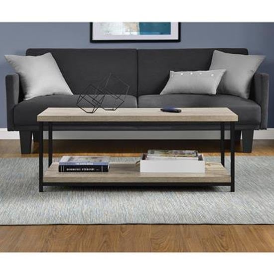 Ellicott Wooden Coffee Table With Undershelf In Grey Oak