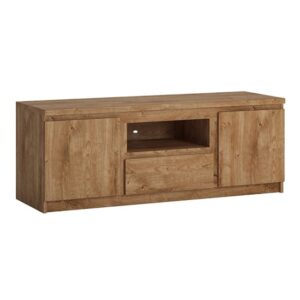 Felton Wooden Small TV Stand With 2 Doors 1 Drawer In Oak