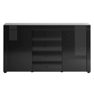 Glens High Gloss Sideboard With 2 Doors In Black And LED