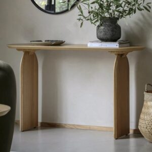 Goleta Wooden Rectangular Console Table In Matt Natural