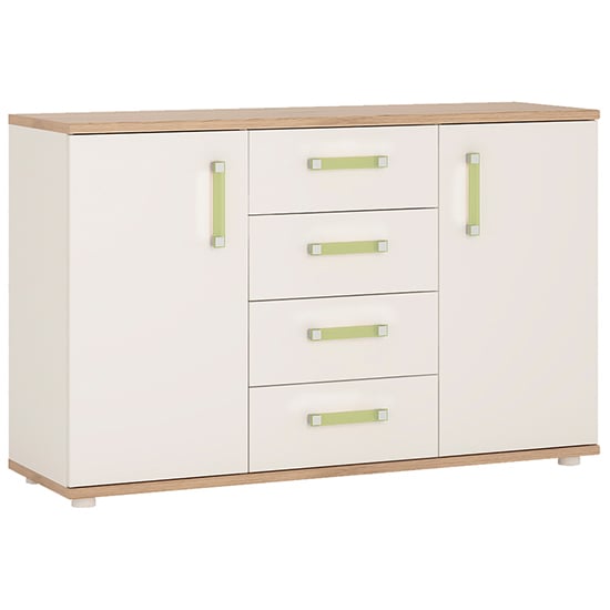 Kaas Wooden Sideboard With 2 Doors 4 Drawers In White Gloss Oak