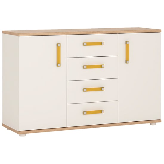 Kepo Wooden Sideboard With 2 Doors 4 Drawers In White Gloss Oak