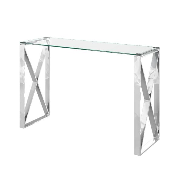 Margate Clear Glass Console Table With Chrome Frame