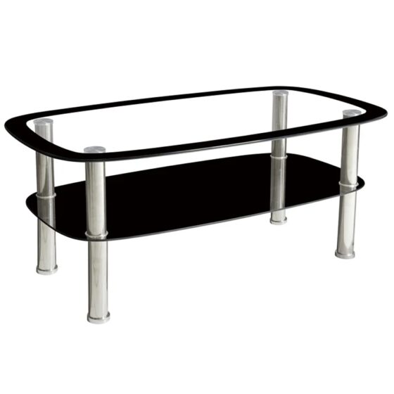 Budapest Large Glass Coffee Table In Clear And Black