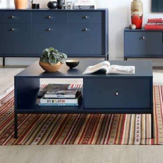 Malibu Wooden Coffee Table With 1 Drawer In Navy